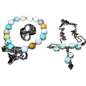 Sweet & Sassy BoHo  Ring Bracelet & Necklace Set